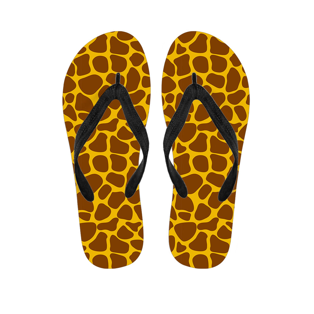 Yellow Brown Giraffe Pattern Print Flip Flops