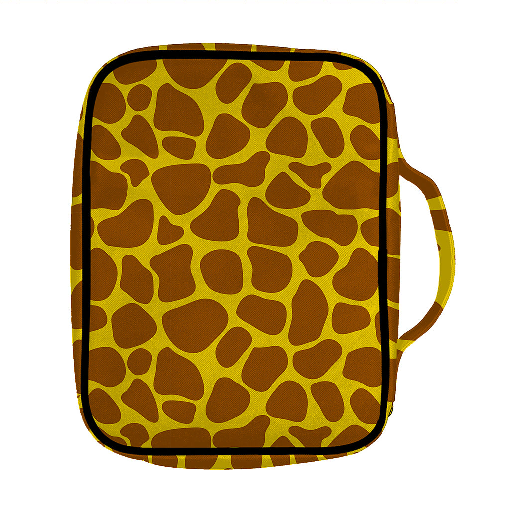 Yellow Brown Giraffe Pattern Print Front Pocket Bible Bag