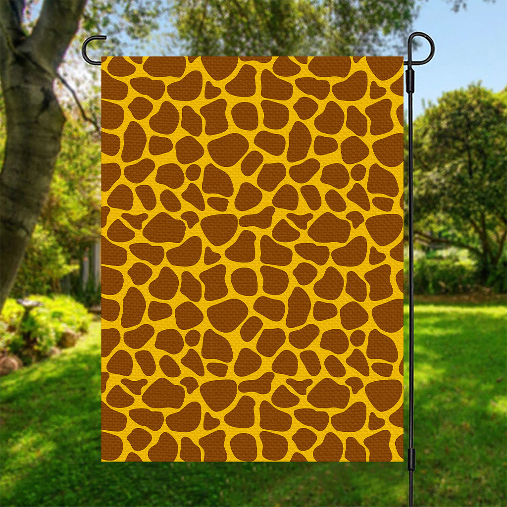 Yellow Brown Giraffe Pattern Print Garden Flag