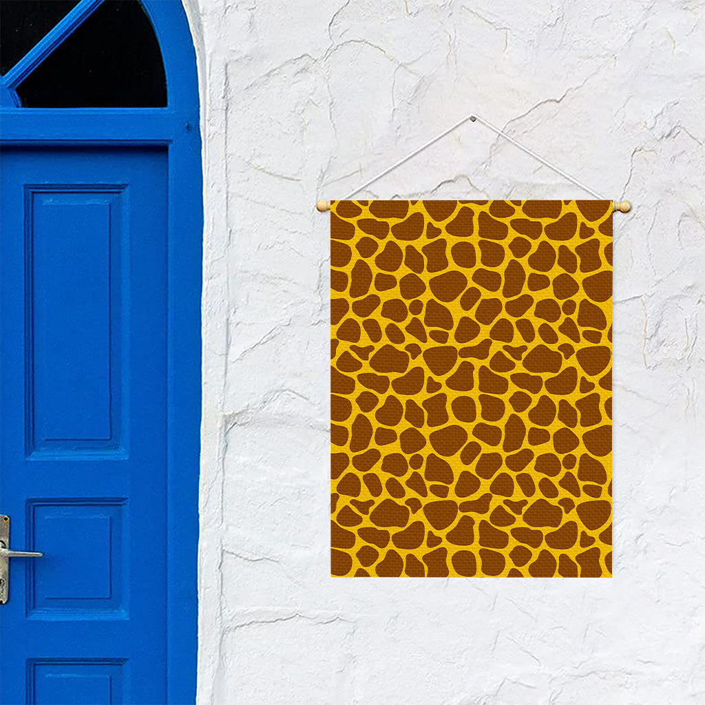Yellow Brown Giraffe Pattern Print Garden Flag