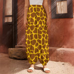 Yellow Brown Giraffe Pattern Print Harem Pants