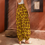 Yellow Brown Giraffe Pattern Print Harem Pants