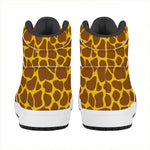 Yellow Brown Giraffe Pattern Print High Top Leather Sneakers