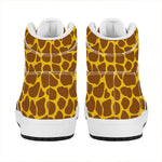 Yellow Brown Giraffe Pattern Print High Top Leather Sneakers