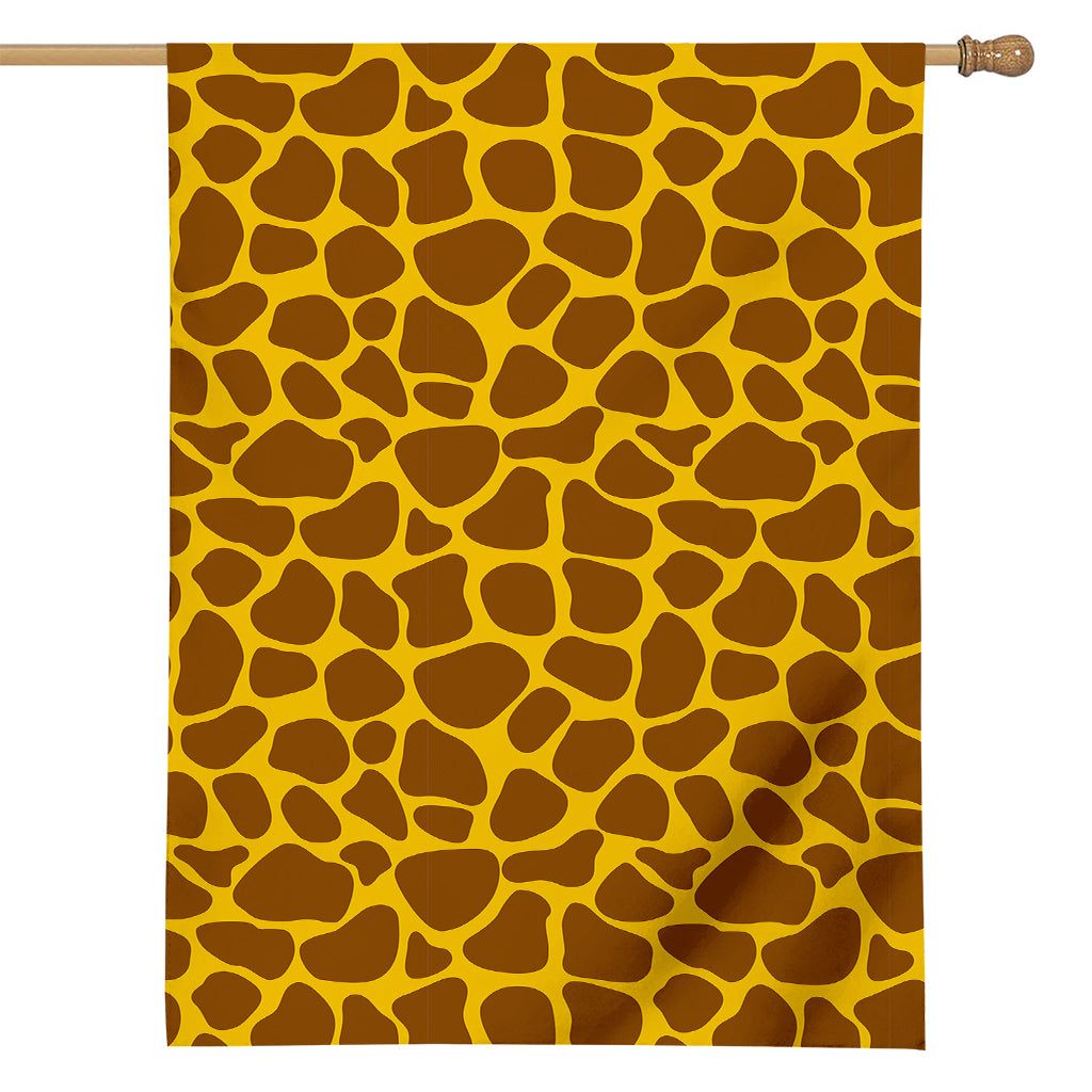 Yellow Brown Giraffe Pattern Print House Flag