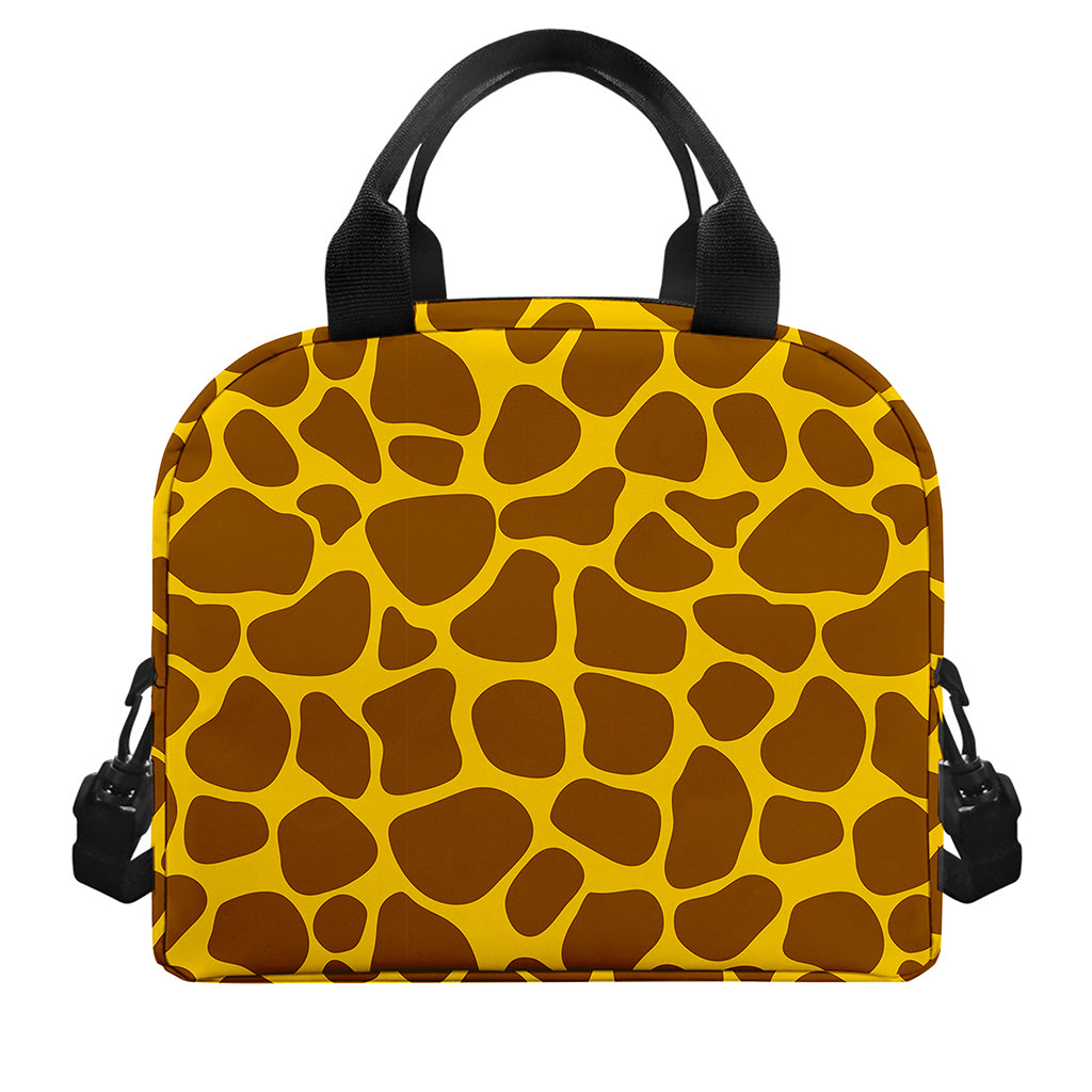 Yellow Brown Giraffe Pattern Print Insulated Lunch Bag
