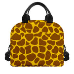 Yellow Brown Giraffe Pattern Print Insulated Lunch Bag