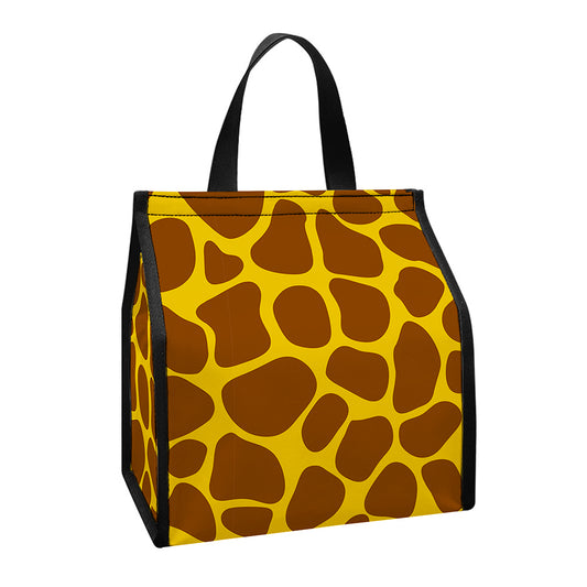 Yellow Brown Giraffe Pattern Print Insulated Lunch Tote