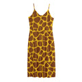 Yellow Brown Giraffe Pattern Print Jersey Midi Cami Dress