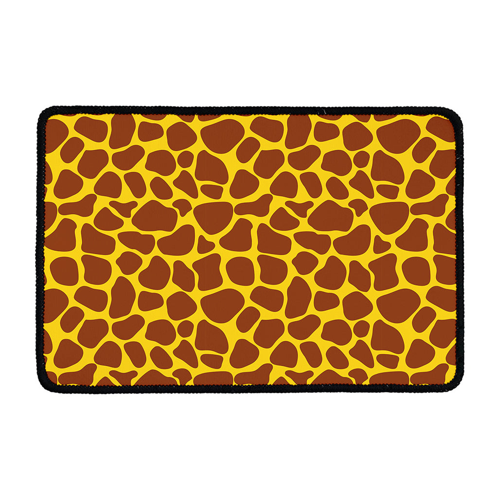 Yellow Brown Giraffe Pattern Print Kitchen Mat