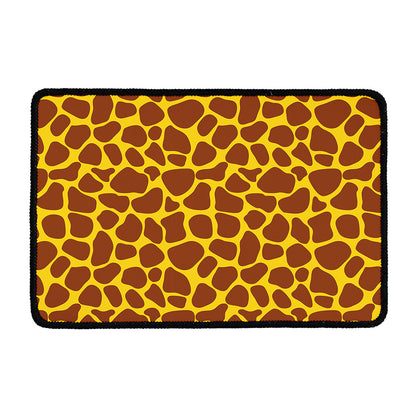 Yellow Brown Giraffe Pattern Print Kitchen Mat