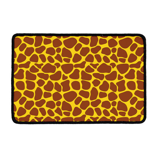 Yellow Brown Giraffe Pattern Print Kitchen Mat