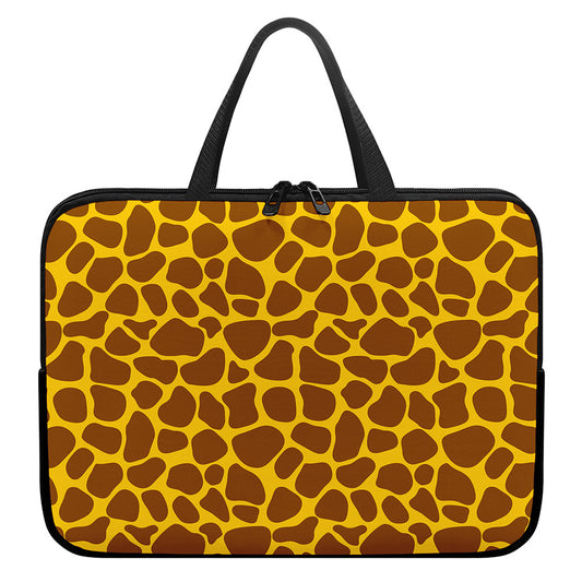 Yellow Brown Giraffe Pattern Print Laptop Sleeve With Handle