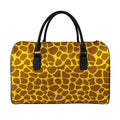 Yellow Brown Giraffe Pattern Print Leather Duffel Bag