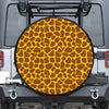 Yellow Brown Giraffe Pattern Print Leather Spare Tire Cover