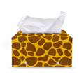 Yellow Brown Giraffe Pattern Print Leather Tissue Box Cover