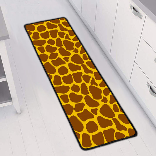 Yellow Brown Giraffe Pattern Print Long Kitchen Mat