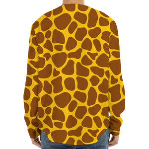 Yellow Brown Giraffe Pattern Print Long Sleeve Baseball Jersey