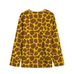 Yellow Brown Giraffe Pattern Print Long Sleeve Short Coat