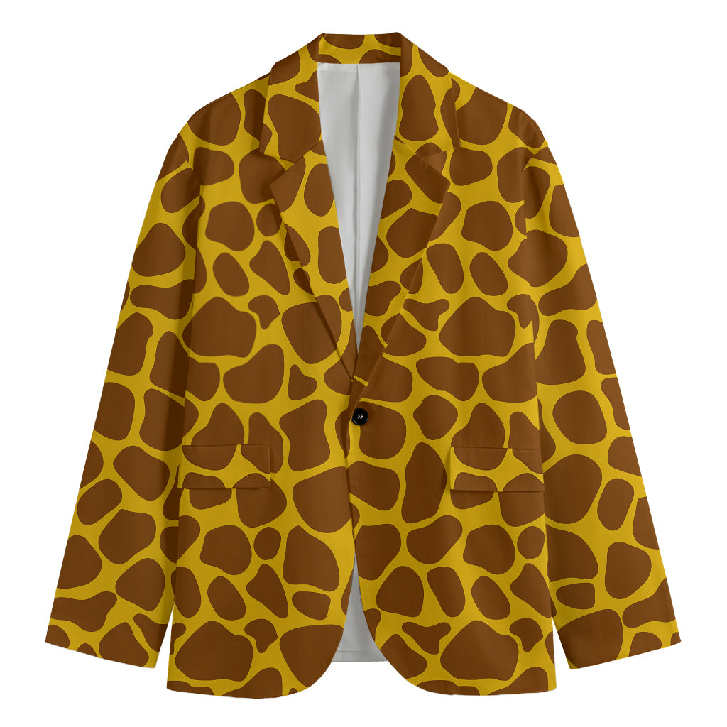 Yellow Brown Giraffe Pattern Print Men's Blazer