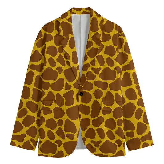 Yellow Brown Giraffe Pattern Print Men's Blazer