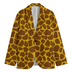 Yellow Brown Giraffe Pattern Print Men's Blazer