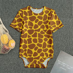 Yellow Brown Giraffe Pattern Print Men's Bodysuit