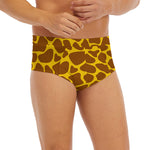 Yellow Brown Giraffe Pattern Print Men's Briefs