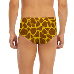 Yellow Brown Giraffe Pattern Print Men's Briefs