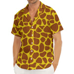 Yellow Brown Giraffe Pattern Print Men's Deep V-Neck Shirt