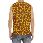Yellow Brown Giraffe Pattern Print Men's Fitness Tank Top