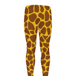 Yellow Brown Giraffe Pattern Print Men's leggings