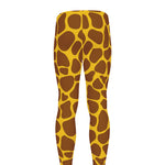 Yellow Brown Giraffe Pattern Print Men's leggings