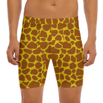 Yellow Brown Giraffe Pattern Print Men's Long Boxer Briefs