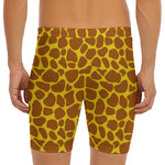 Yellow Brown Giraffe Pattern Print Men's Long Boxer Briefs