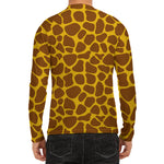 Yellow Brown Giraffe Pattern Print Men's Long Sleeve Rash Guard