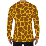 Yellow Brown Giraffe Pattern Print Men's Long Sleeve T-Shirt