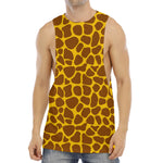 Yellow Brown Giraffe Pattern Print Men's Muscle Tank Top