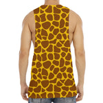 Yellow Brown Giraffe Pattern Print Men's Muscle Tank Top