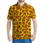 Yellow Brown Giraffe Pattern Print Men's Polo Shirt