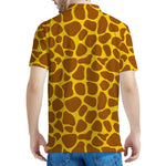 Yellow Brown Giraffe Pattern Print Men's Polo Shirt