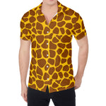 Yellow Brown Giraffe Pattern Print Men's Shirt