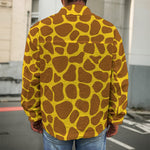 Yellow Brown Giraffe Pattern Print Men's Shirt Jacket