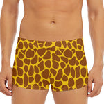 Yellow Brown Giraffe Pattern Print Men's Short Boxer Briefs