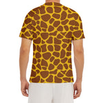Yellow Brown Giraffe Pattern Print Men's Short Sleeve Rash Guard