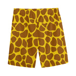Yellow Brown Giraffe Pattern Print Men's Sports Shorts