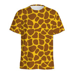 Yellow Brown Giraffe Pattern Print Men's Sports T-Shirt