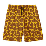 Yellow Brown Giraffe Pattern Print Men's Swim Trunks