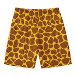 Yellow Brown Giraffe Pattern Print Men's Swim Trunks
