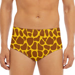 Yellow Brown Giraffe Pattern Print Men's Triangle Swim Briefs